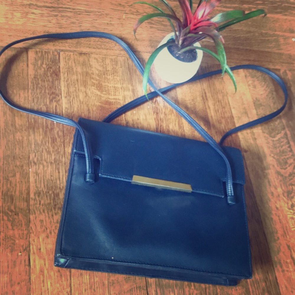 Navy leather purse
